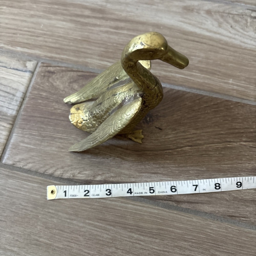 Vintage Brass Duck Figurine Wings Open 9" - Picture 6 of 7
